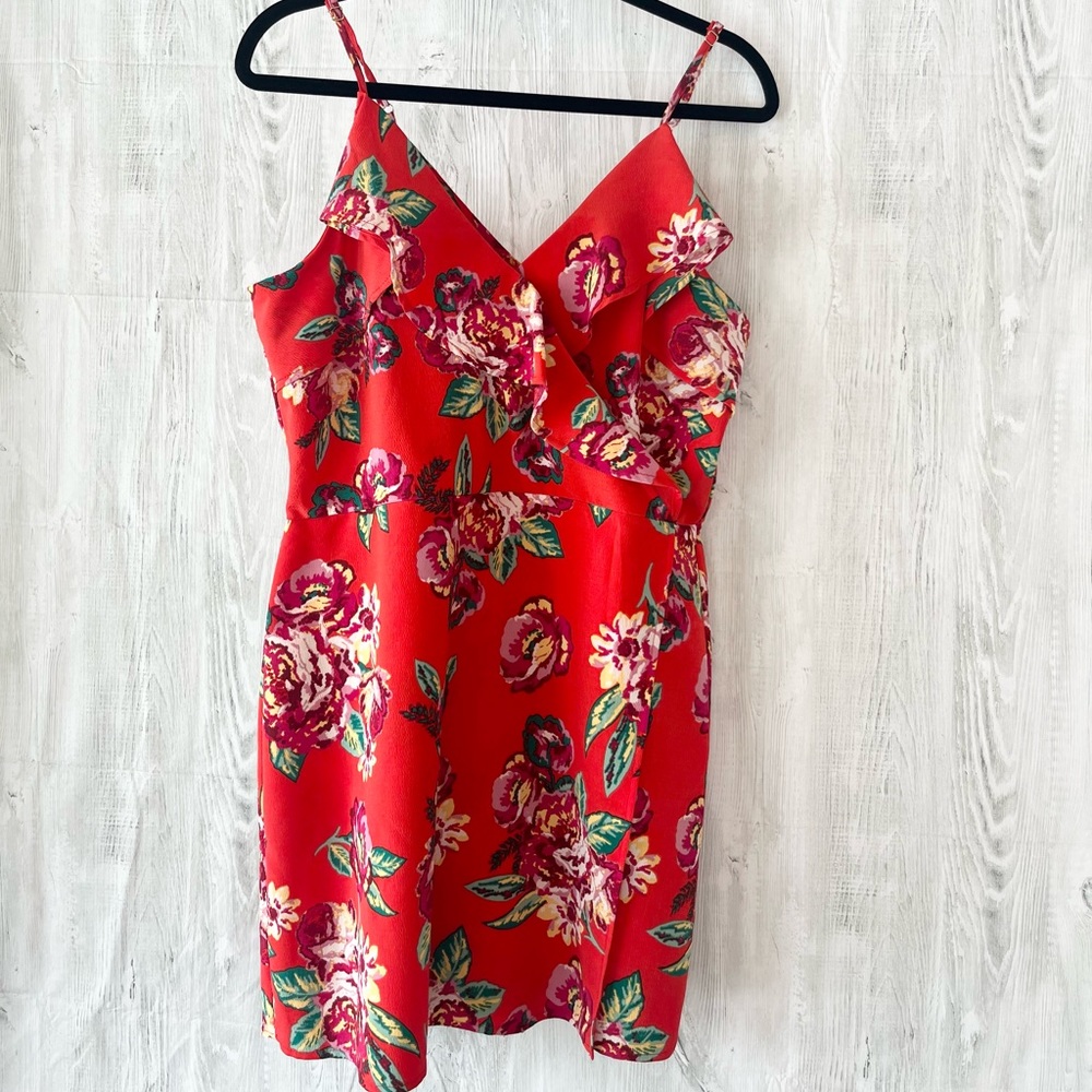 BP Nordstrom red floral romper NWOT Womens large